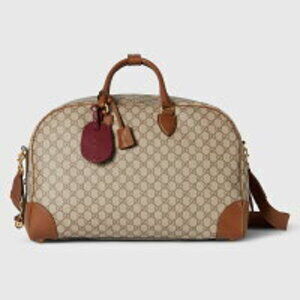 Gucci GG Emblem Duffle Bag Beige Black